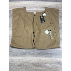 Lee Men's Work Jeans 32X36 Loose Fit Straight Workwear Carpenter Stretch Brown